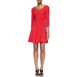 Diane von Furstenberg Paloma Scoop-Neck Flare Dress size 4 red
